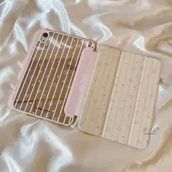 Korean Stripes & Stars Mirror Design Anti - Bend Tri - Fold Tablet Case Cover - IPadAir3 10.5in (A)