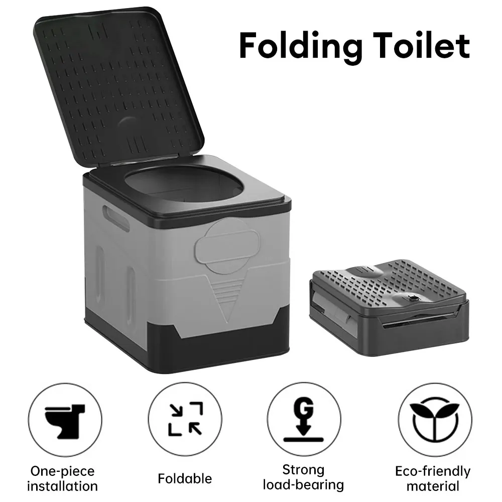 

Outdoor Folding Camping Toilet Children's Adults Potty with Cover Reusable Emergency Toilet Picnic Travel Beach Urinatory Basin