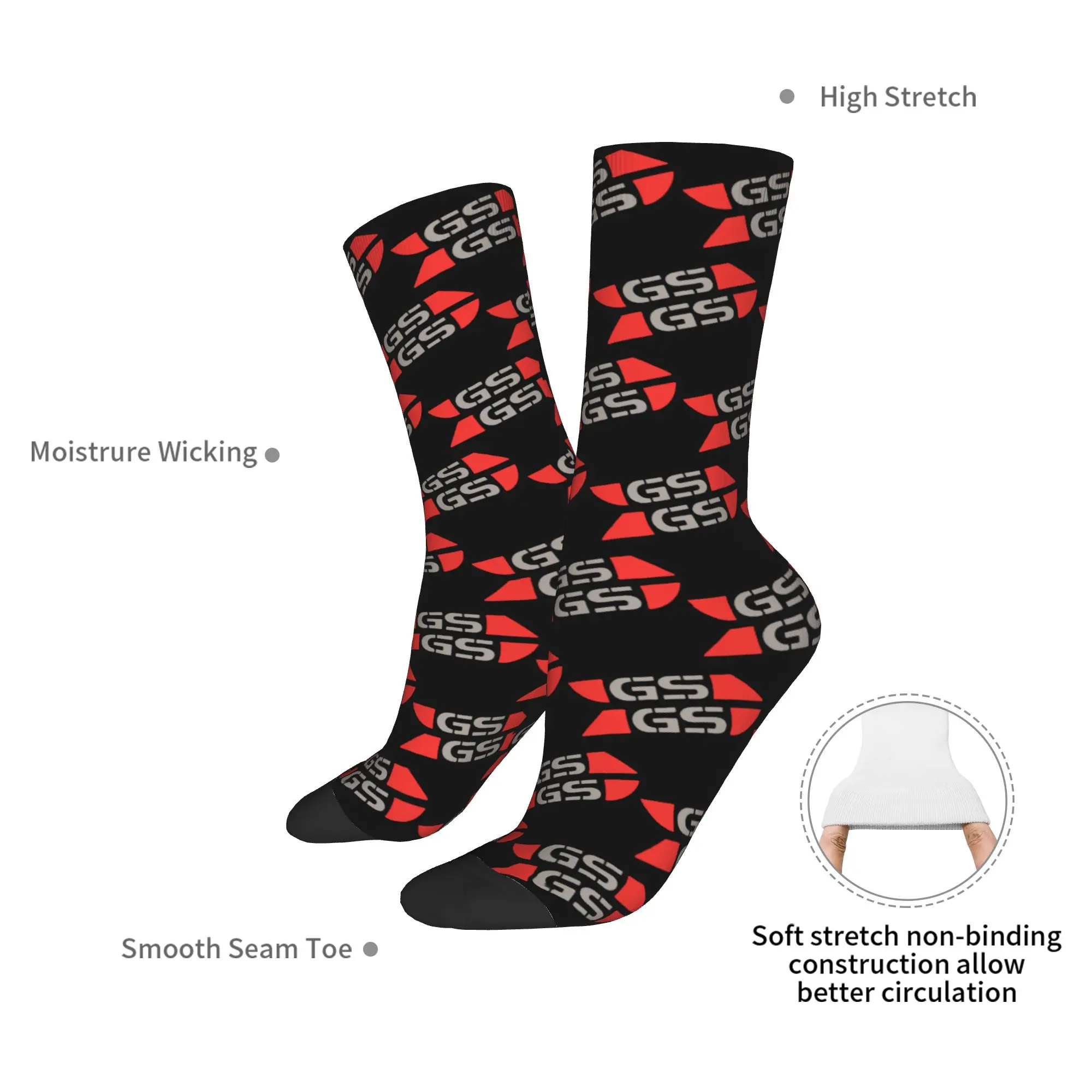 Benutzerdefinierte süße Druckmotoren GS Weltkarte Racing Socken für Frauen Männer Stretch Sommer Herbst Winter klassische Crew Socken – Detail 7