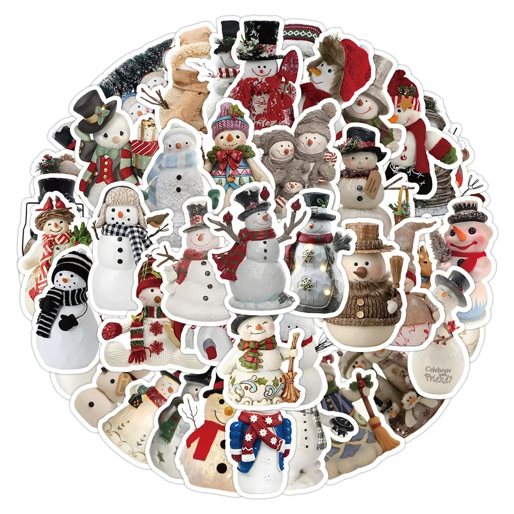 

10/50pcs Christmas Snowman Cartoon Stickers for Skateboards Phones Laptops Journals Waterproof Decorative Decals