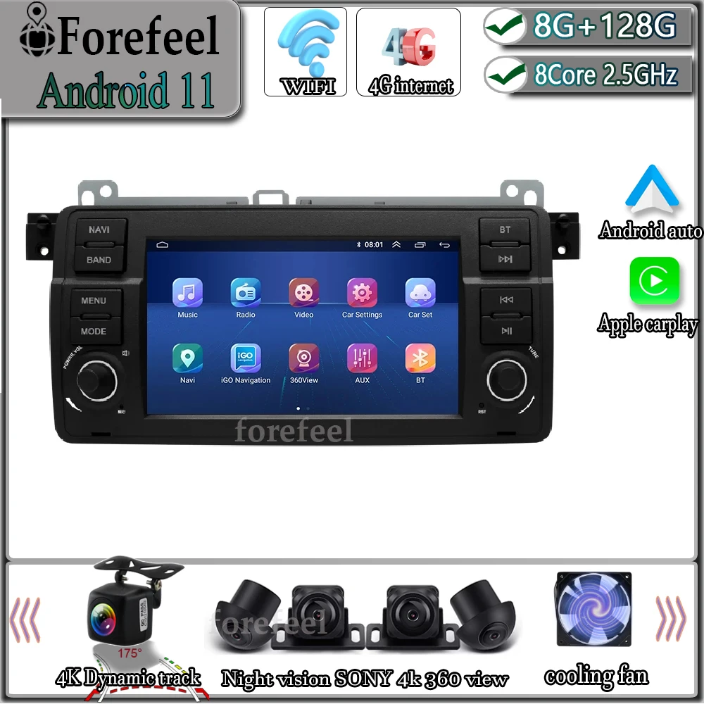 Android 12 Per Bmw E46 M3 Navigazione Multimediale Gps Video Autoradio Player Car Stereo Carplay Monitor Radio Screen Tv