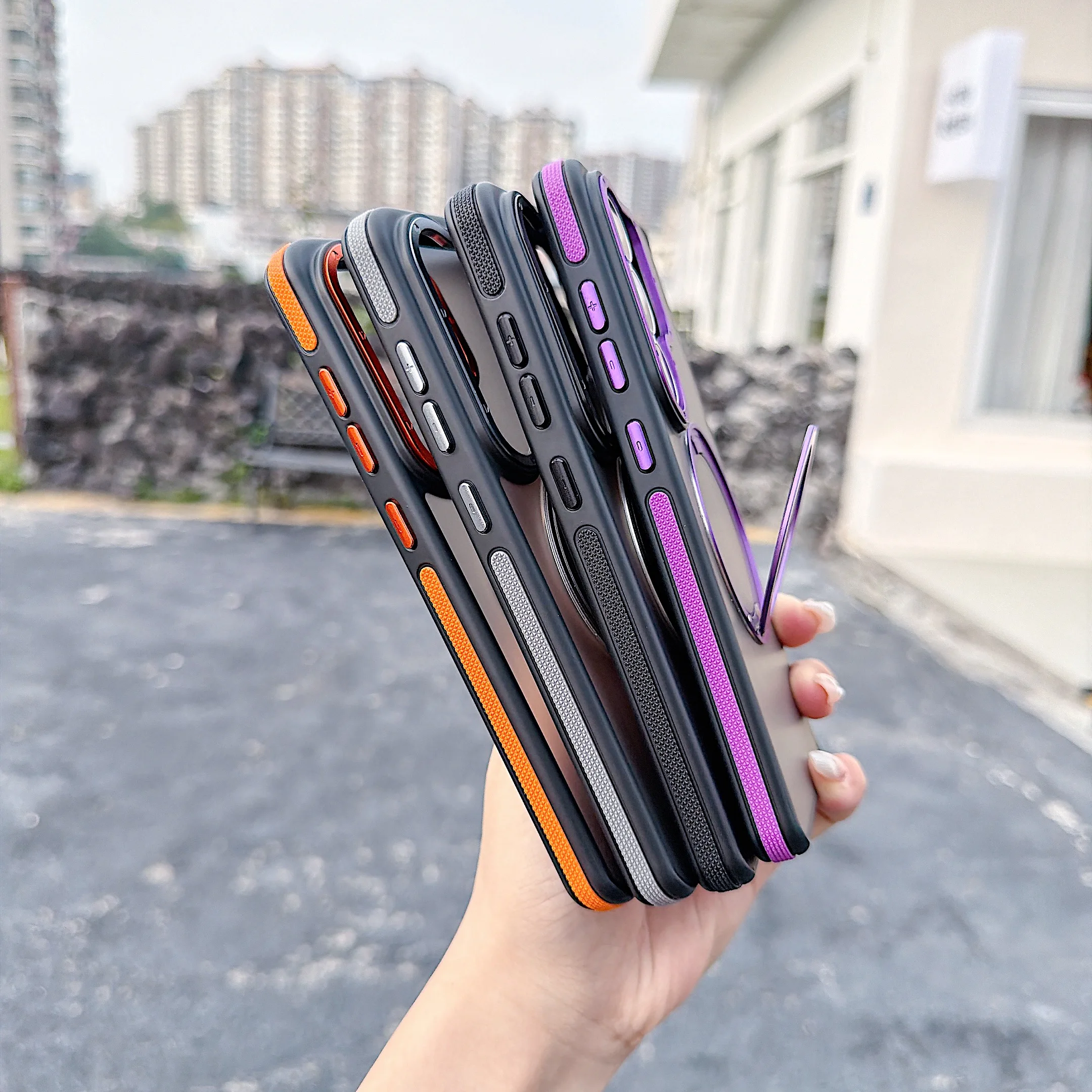 Matte Phone Case with 360° Rotatable Magnetic Kickstand and Lanyard - Protective Cover