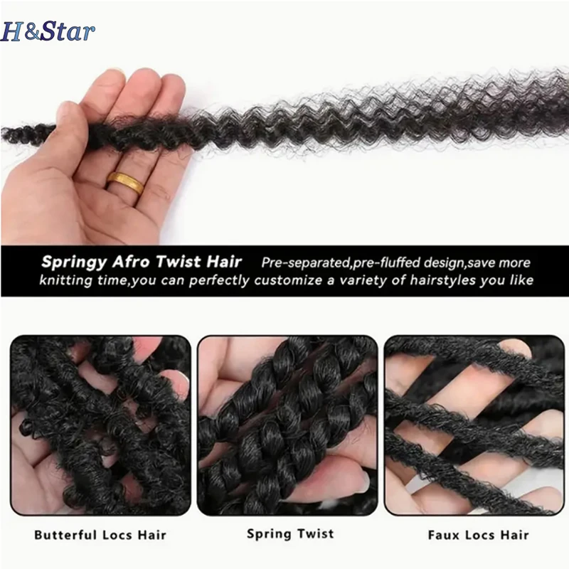 H&STAR 16 Inch Kinky Twist Marley Braiding Crochet Hair Synthetic  Separated Springy Afro Twist Hair