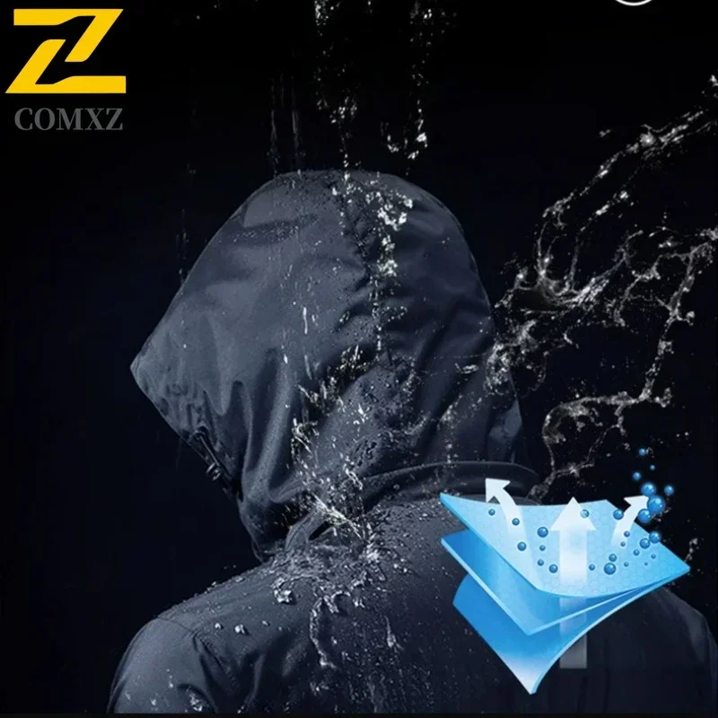 Eiao Outdoor Soft Shell Rain Proof Jackets Men's New Three-layer Adhesive Waterproof Windbreaker Trekking Fishing Stormcoat