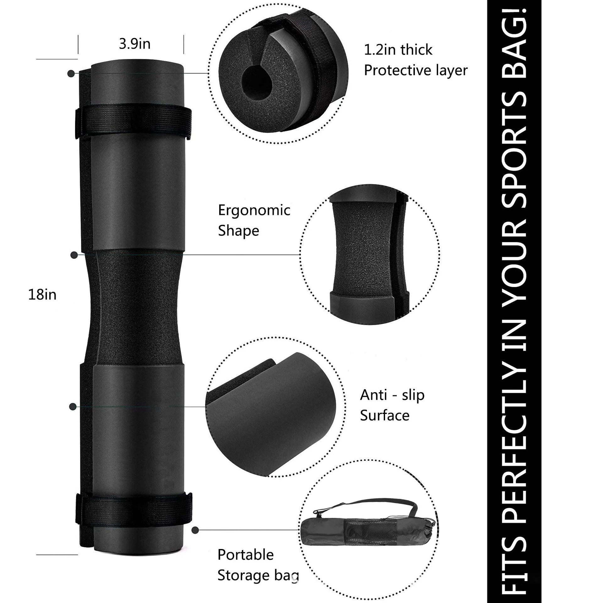 Weightlifting Squat Foam Neck Guard Barbell Sleeve Sports Dumbbell Bar Shoulder Back Protective Pad With Strap For Gym 5