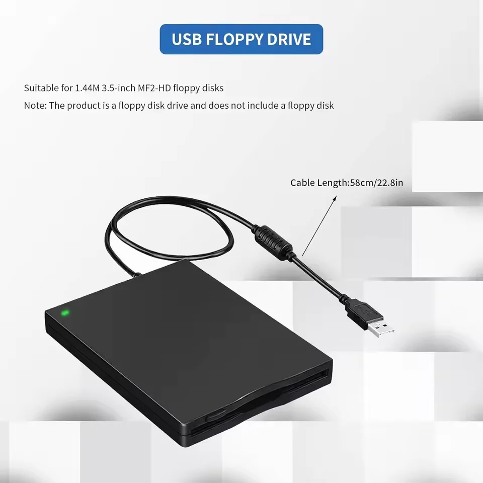 Compact 3.5-Inch External USB Floppy Disk Drive Reader