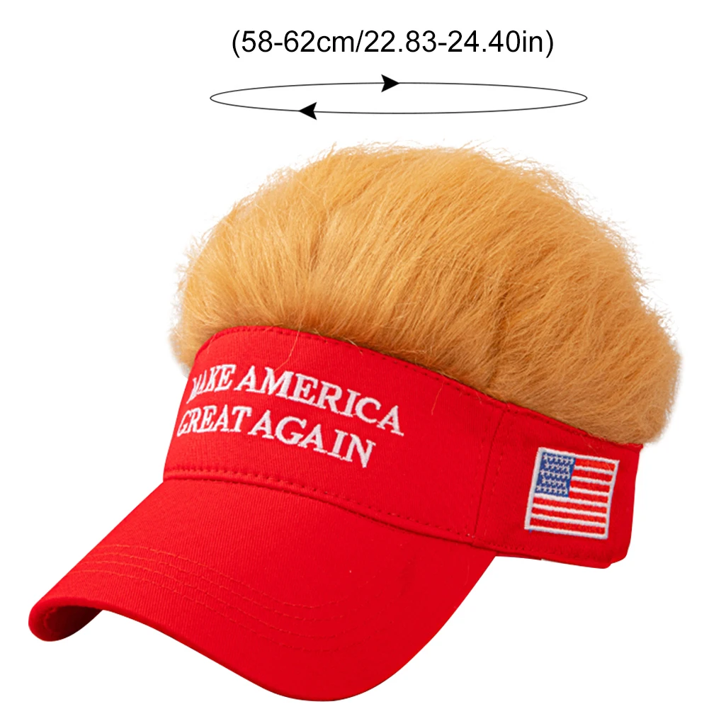 Make America Great Again Election Yellow Hair Wig Cap Funny Wigs Half Hat Trump Hip Hop Baseball Embroidered Unisex Hat