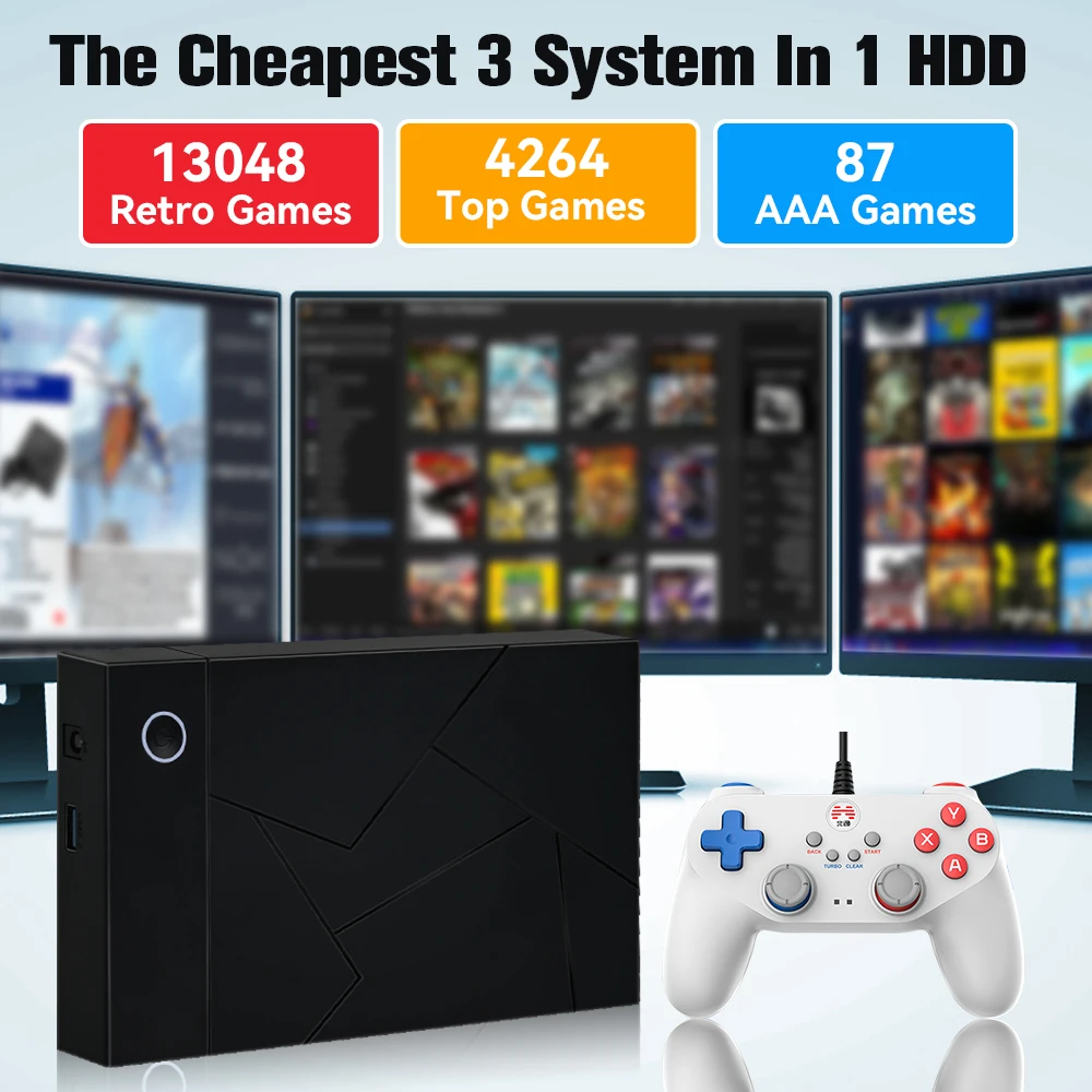 Игровой жесткий диск в стиле ретро, гипер-база MIX3T Retrobat/Playnite/17399 игр для PS4/PS3/PS2/PS1/Switch/N64/DC/Wii/SS 39, эмуляторы