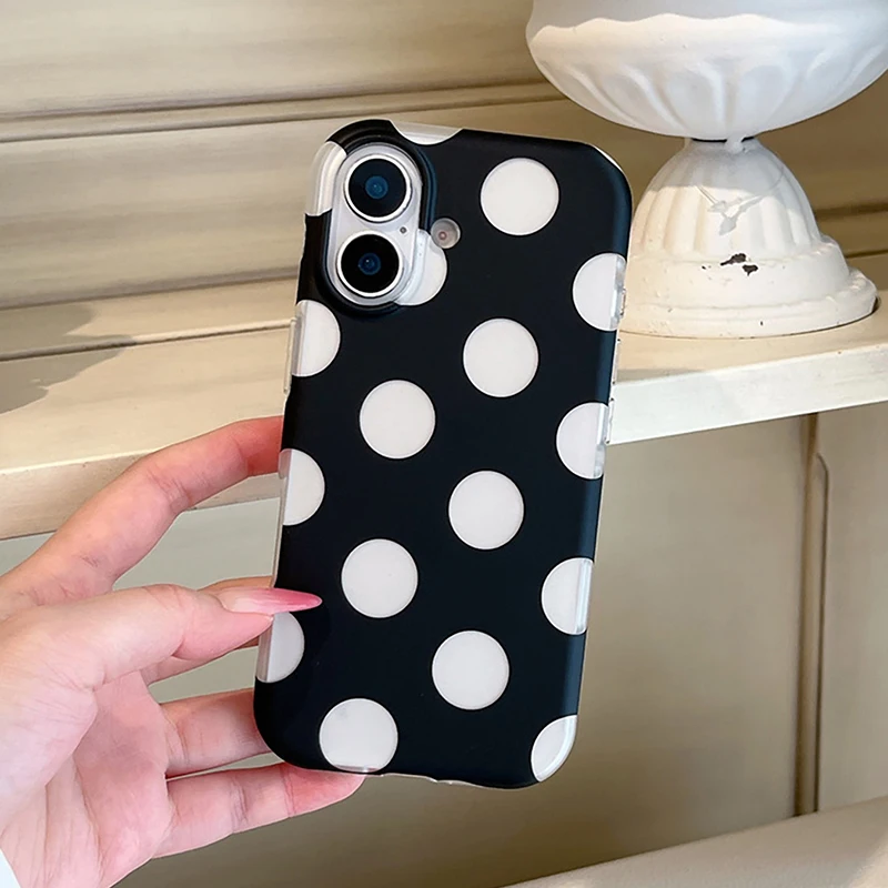Chic Love Polka Dot Textured Soft Silicone Shockproof Phone Case
