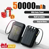 New 50000mAh Solar Power Bank Built Cables Solar Charger 2 USB Ports External Charger Powerbank with LED Light 1
