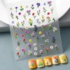 Wildflowers 5D Nail Stickers Embossed Nails Decals Self Adhesive Sliders For Women Decoration 5
