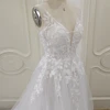 ZJ6002 Customized Boho V-neck Wedding Dresses Spaghetti Straps Appliques Corset Beach Tulle Bridal Gown Lace Floor Length 6