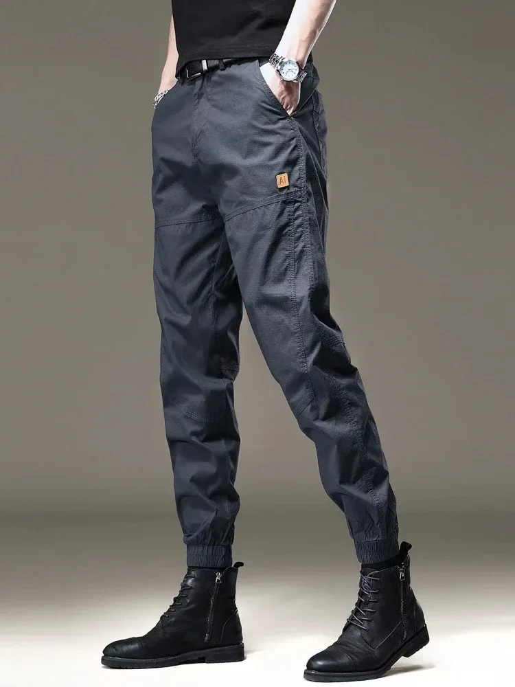 thumbnail image 1 of Pantalones cargo para hombre, pantalones negros para hombre, ajustados, para trabajo, de algodón, de color gris, para otoño, nuevos, de lujo, baratos, con venta al por mayor, tallas grandes, para call, 1 of 4