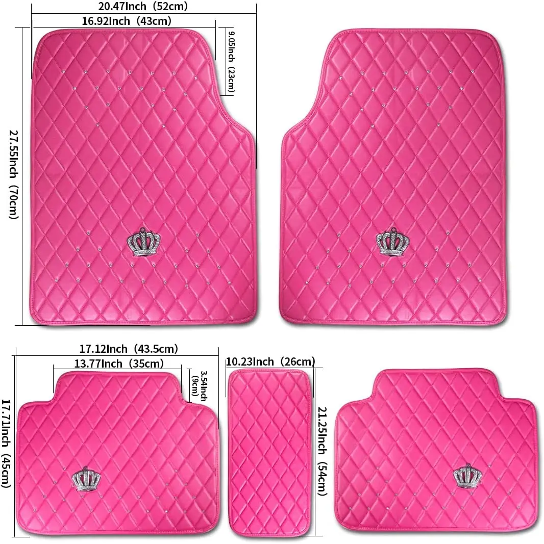 Louis Vuitton Pink💗luxury car floor mat X Rhinestone baby pink