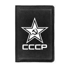 

High Quality CCCP Printing Leather Passport Cover Men Women Holder ID Credit Card Travel Accessories Passport Case