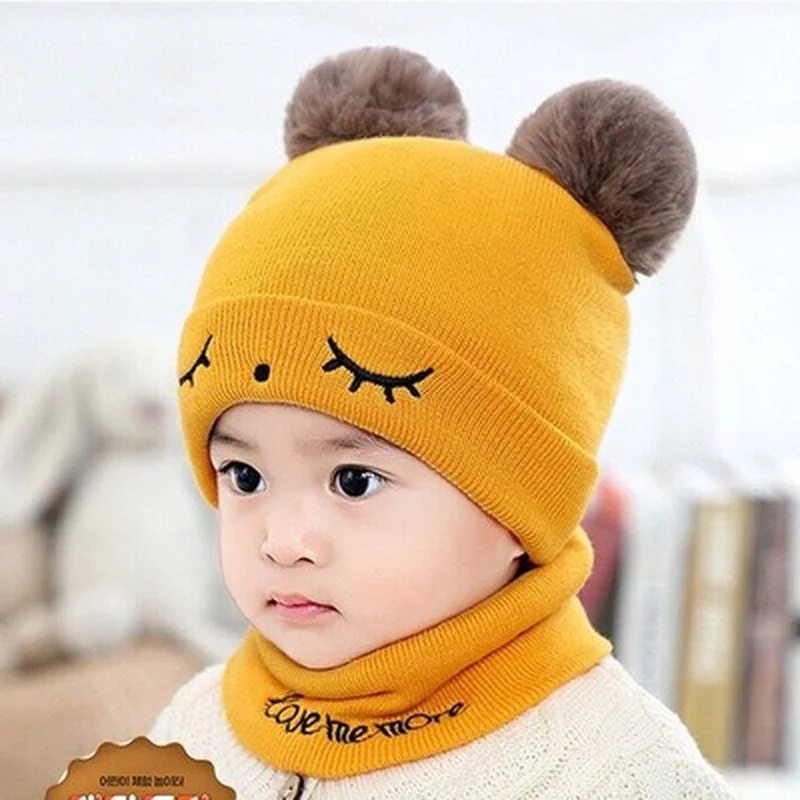 Cagoule Bebe 2 Ans Ensemble Bonnet Et écharpe Chauds De 3 à 6 Ans Pour Garçons Et Filles - Bonnet à Pompon Tricoté Avec Pompon - Bonnet D'hiver Pour Tout-petit - Bonnet