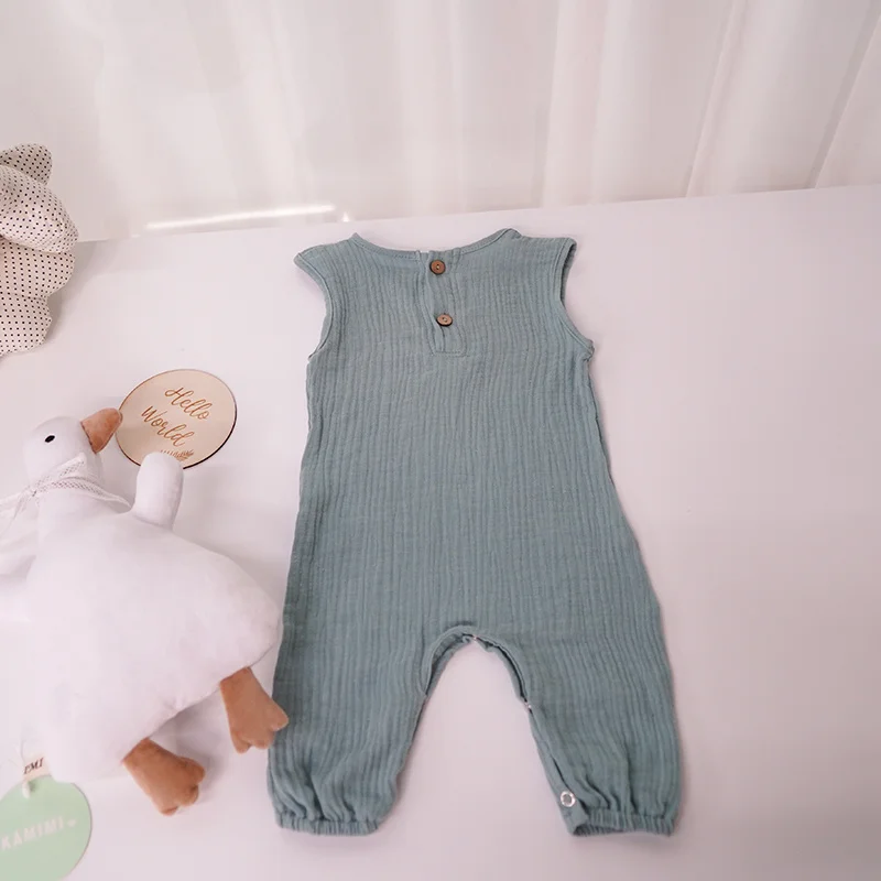 Summer Baby Boys Girls Romper Cotton Linen Muslin Sleeveless Newborn Romper Soft Vest Jumpsuits Toddler Infant Clothing Costumes baby clothes cheap