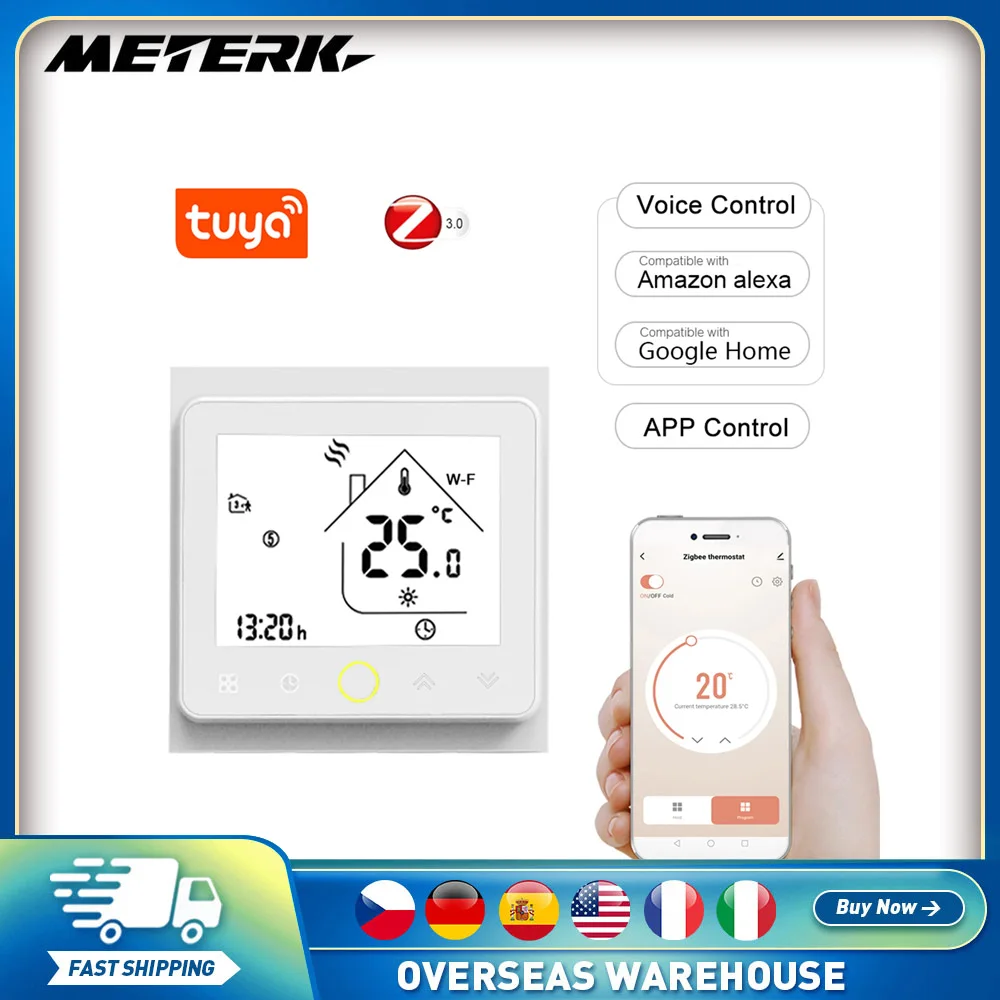 

Умный термостат Tuya Wi-Fi/ZigBee3.0, 5 А, голосовое управление, термостат для подогрева пола, работает с приложением Alexa Google Home