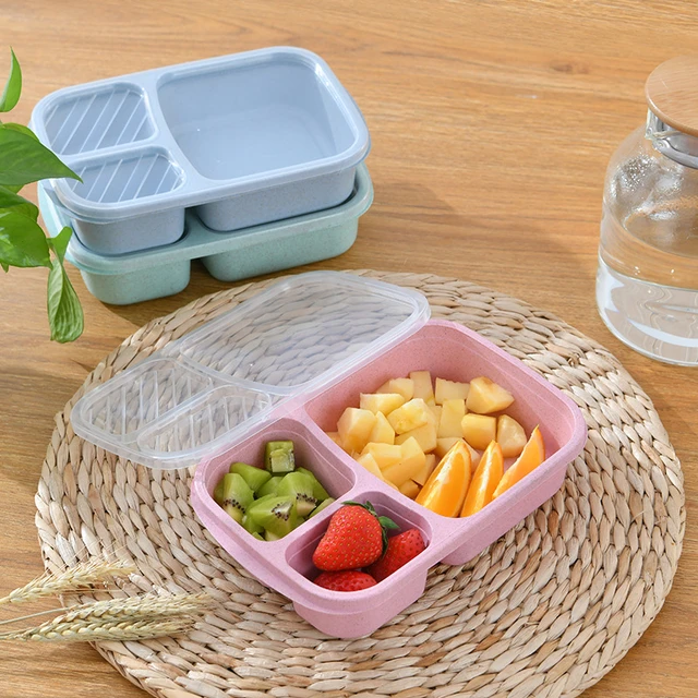 Wheat Straw Dinnerware Food Storage Container Microwave Lunch Box Children  Kids School Office Portable Bento Box Lunch Bag - AliExpress