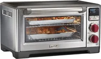 Wolf Gourmet Elite Digital Convection Toaster Oven with Temperature Probe, Stainless Steel and Red Knobs 1