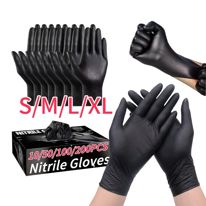 Black Disposable Nitrile Gloves Disposable Food Working Latex Glove Waterproof Gloves for Cleaning Tattooing Manicures Salon Black Disposable Nitrile Gloves Disposable Food Working Latex Glove Waterproof Gloves for Cleaning Tattooing Manicures Salon