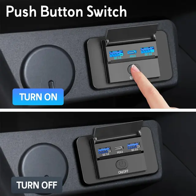 12V Car USB Adapter Charger Socket Panel Wall Mount Fast Charging Car Charger Accessories for Auto Bus RV Truck