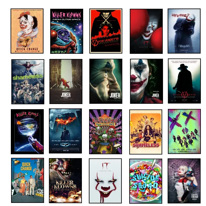 

Ten classic clown Movie Print Art Canvas Poster For Living Room Decor Home Wall Picture