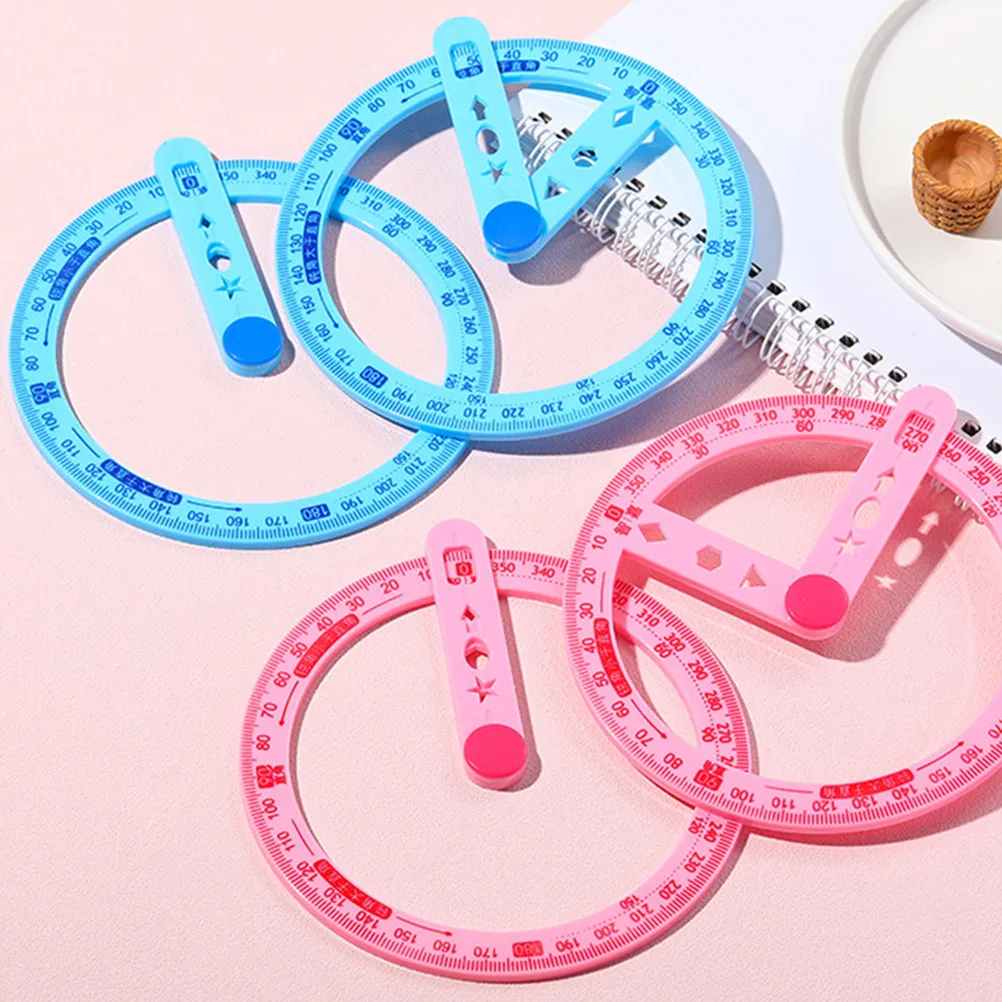 6Pcs 각도기 투명 원형 각도기 학생 교사를 위한 360도 측정 도구 수학 제도 교실 대량 사용