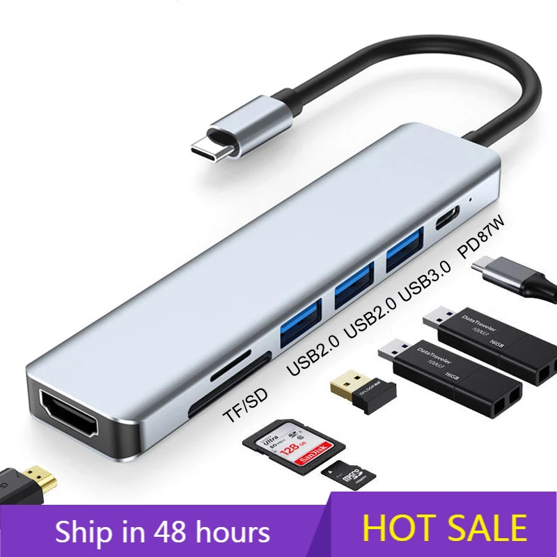 USB C HUB Type Splitter To HDMI 4K Thunderbolt 3 Docking Station Laptop Adapter With PD SD TF RJ45 For Macbook Air M1 iPad Pro |