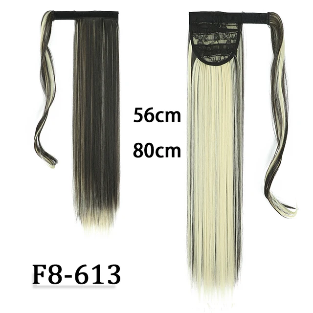My-Diva Long Straight Heat Resistant Synthetic Ponytail Hair Extension Wrap Around  Fake Hair Clip In Brown Pony Tail F8-613