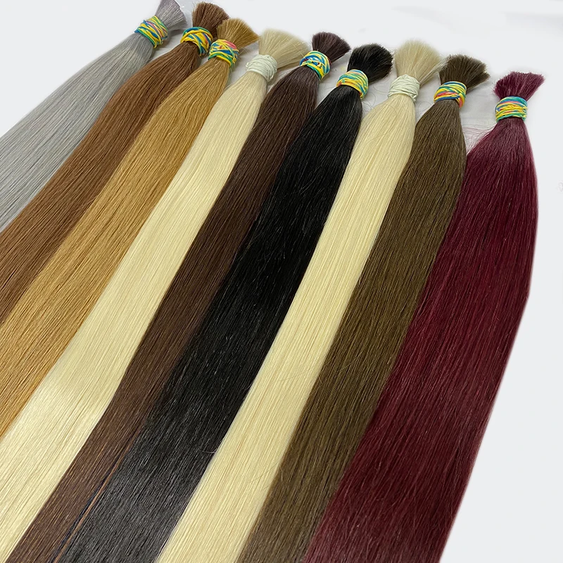 Human Hair Bulk No Weft Vietnamese Hair Virgin Remy Straight Bulk 12-30inch 100g 99j Real Natural Extension Grey human hair extensions human hair for braiding