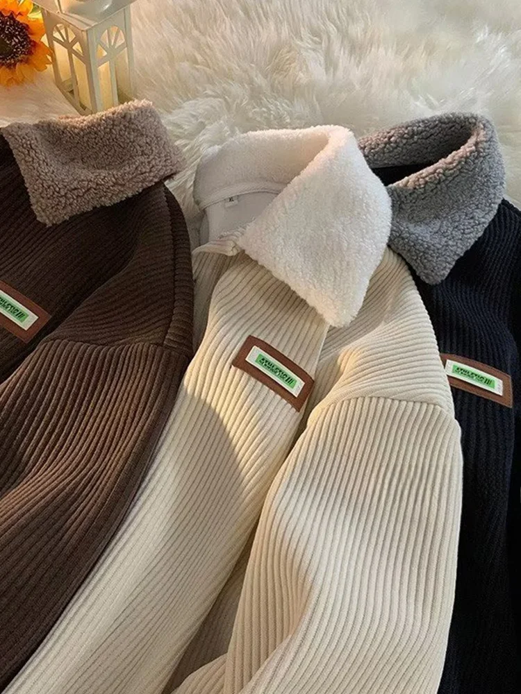 Trendy Corduroy  Ne Men's Winter New Loose Fce Casual Sweatirt Comfortable Outerwear Long Sve Youth Faion