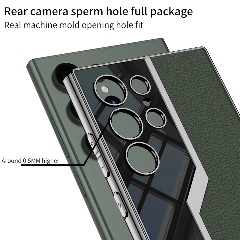 Luxury Electroplated Leather Case with Soft TPU Frame and Camera Protection