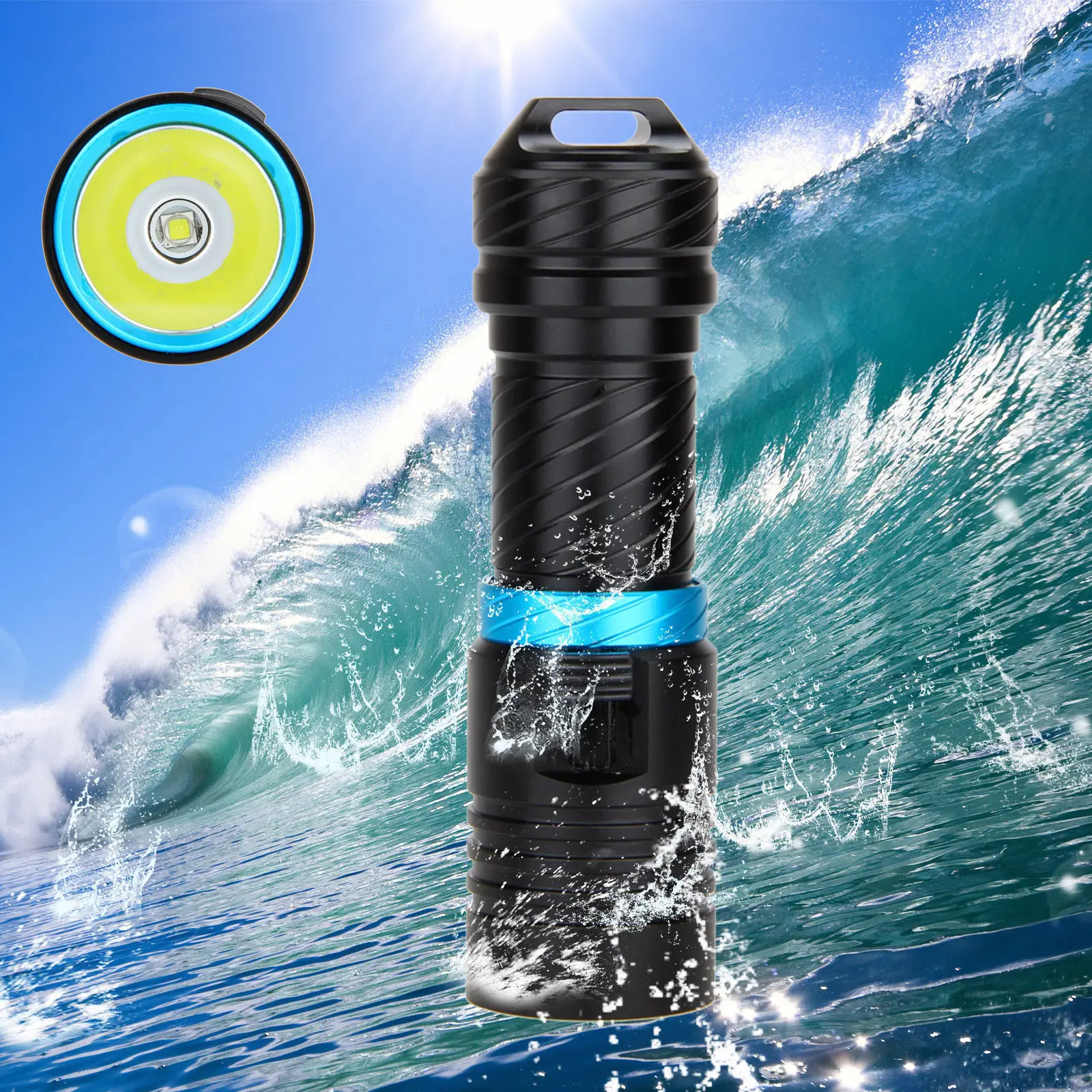 

DX1 Diving Flashlight T6/L2 Light Magnetic Control Pole Less Switch White Light Yellow Light Outdoor Lighting