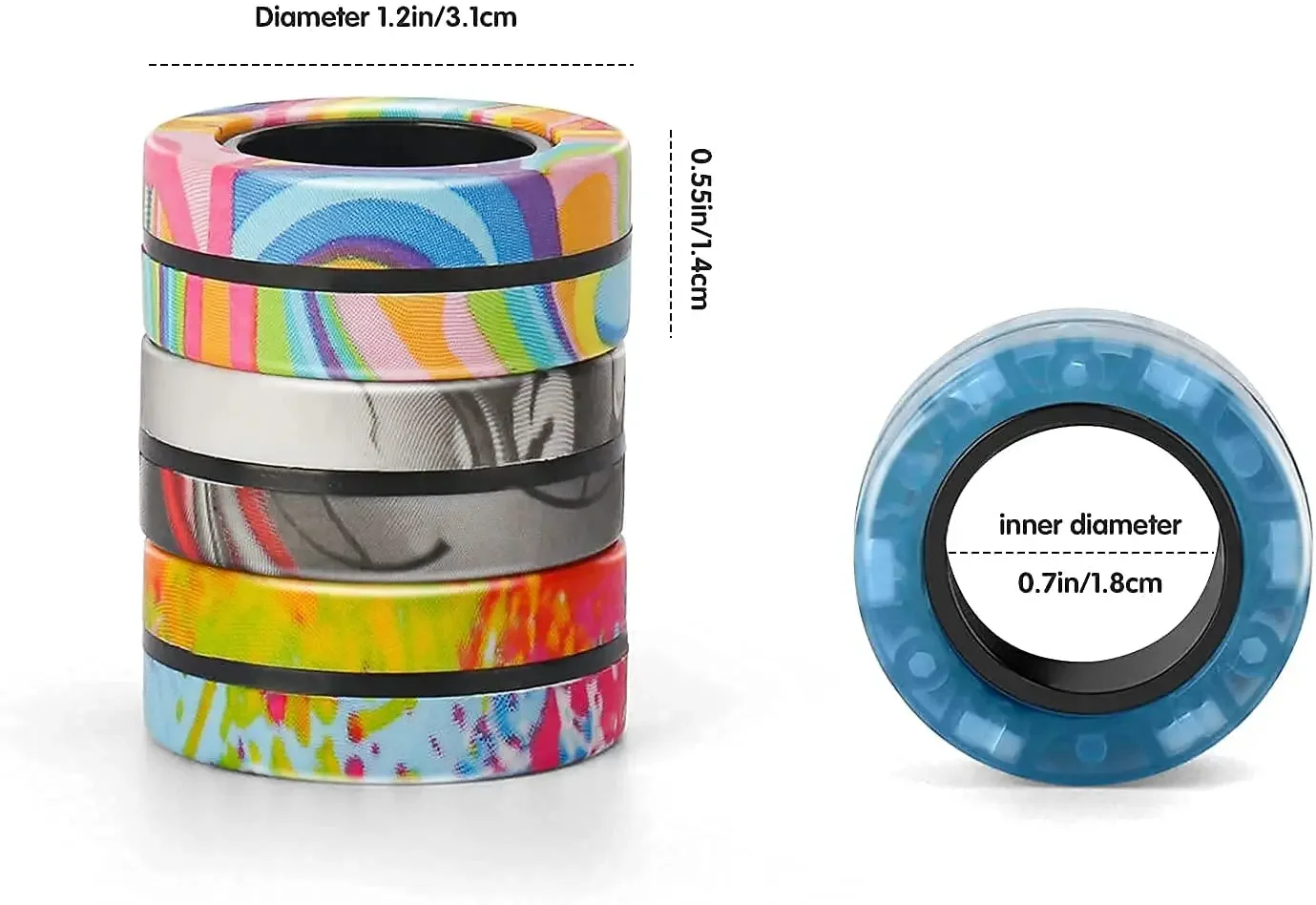 Fidget Toy 3pcs Magnetic Rings Spinner Finger Magnets Rings for Anxiety Relief Therapy Gift for Adults Teens Kid