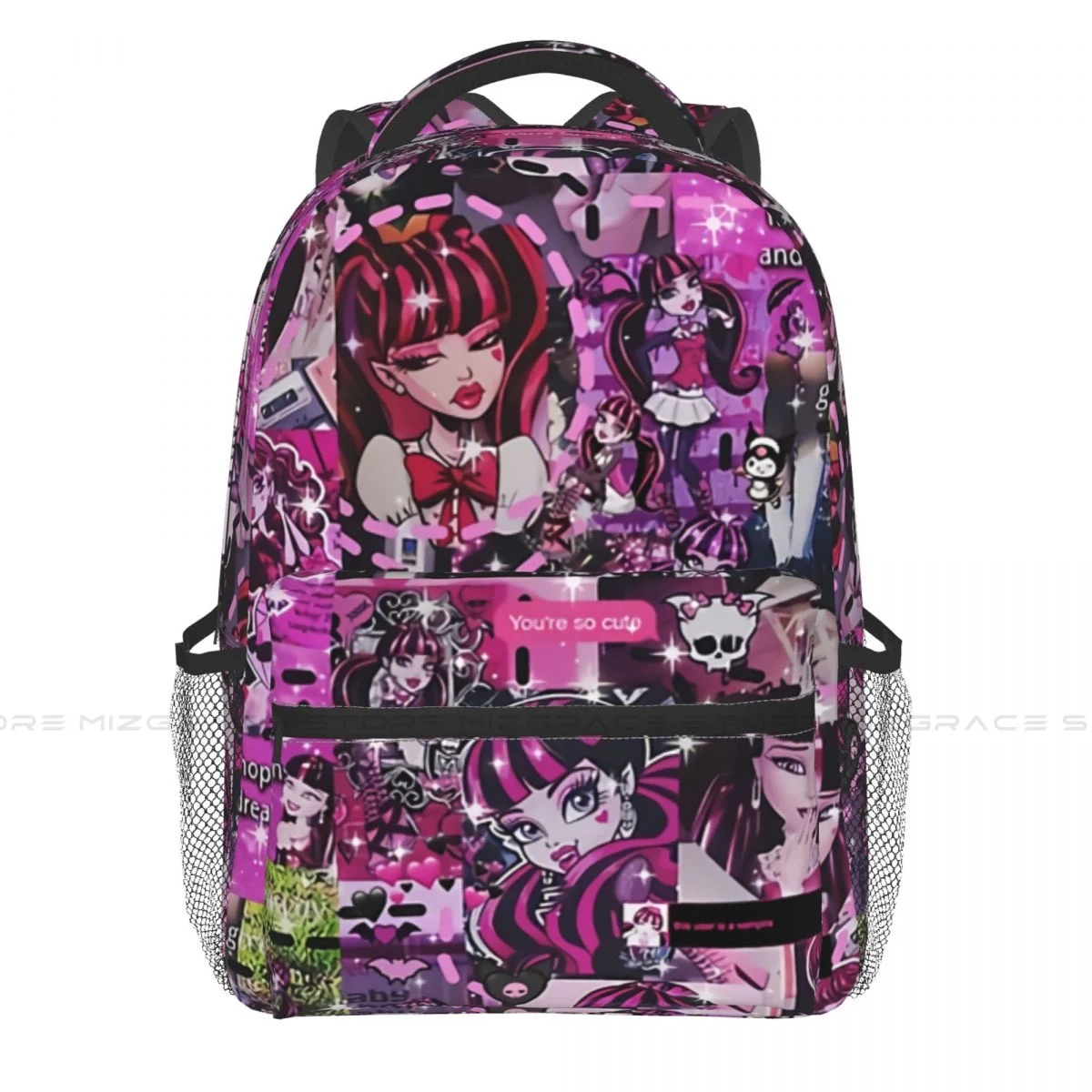 Draculaura-mochilas con frase de Collage para hombre y mujer, bolso informal con estampado de muñecas Monster High, bolsas de viaje para ordenador portátil - AliExpress