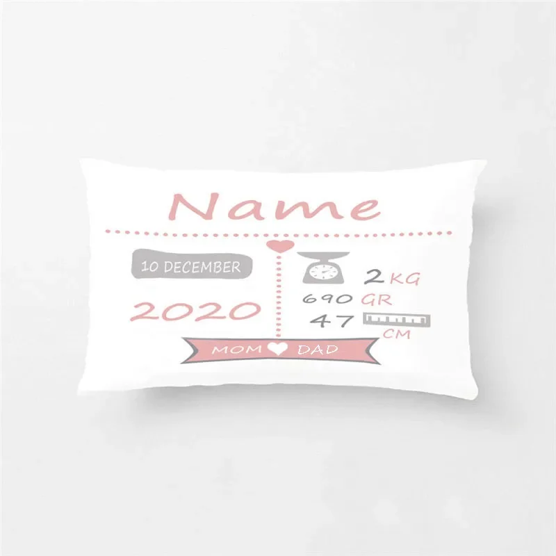 Baby Birth Gift Pillow Cases Personalized Birth Stats Pillow Cover Nursery New Baby Cushion Cover Children Birthday Gift