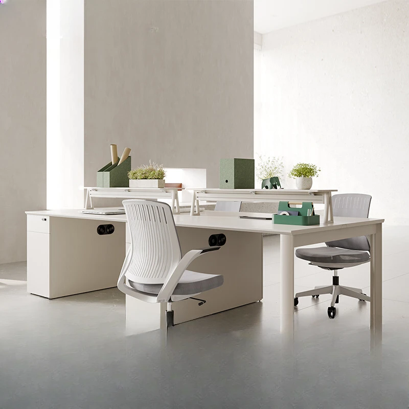 Staff desk minimalist modern four person office furniture screen workstation office desk chair combination