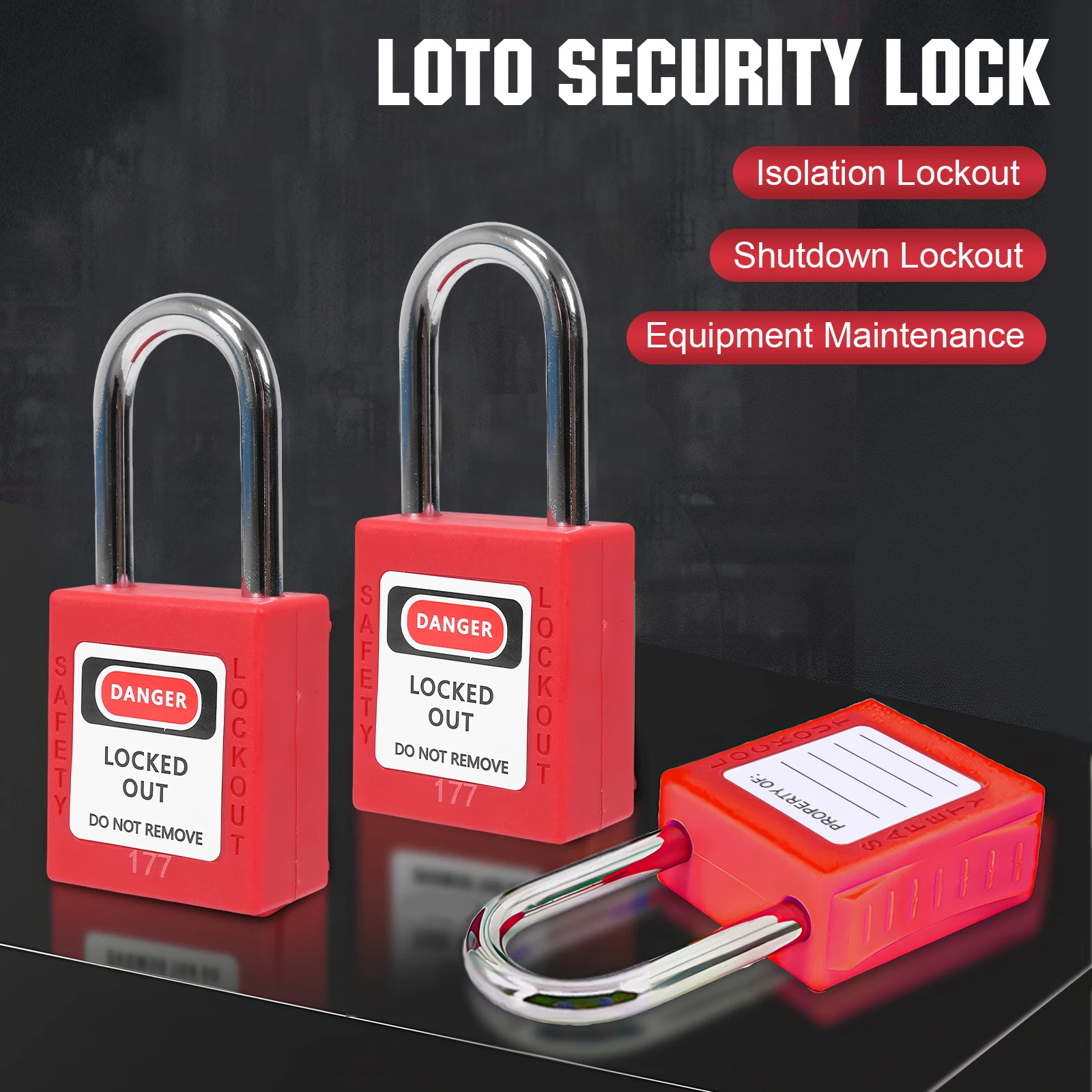 100 Loto Electrical Lockout Tagout Kit Safety Padlocks Different Keys 2 Per Lock Unique Numbered with Matching Tags