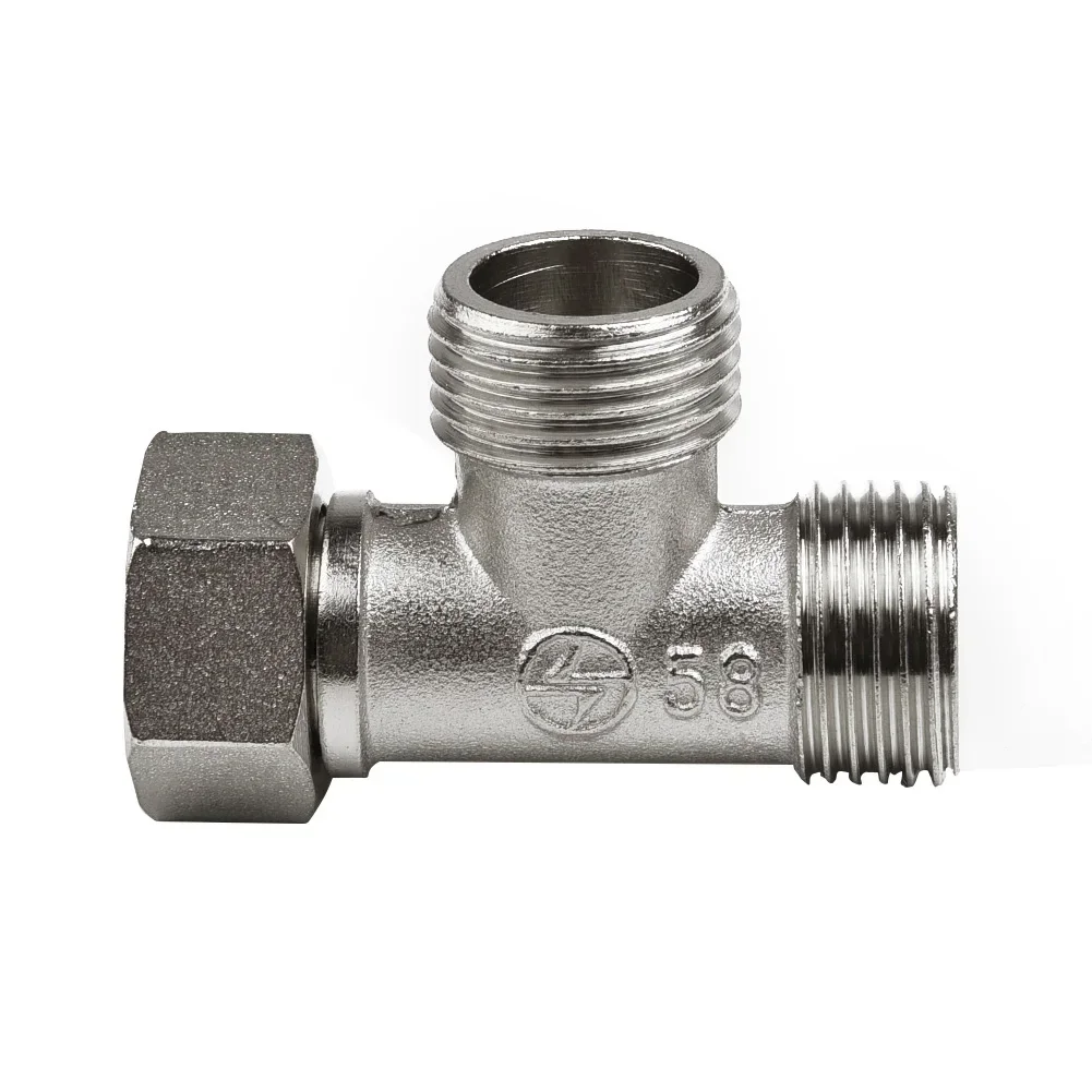 Toilet 304 Copper T Adapter G1/ 2" T-Valve Diverter Valve Three Way Device Hole Water Pipe For Bath Bidet Sprayer Shower NEW