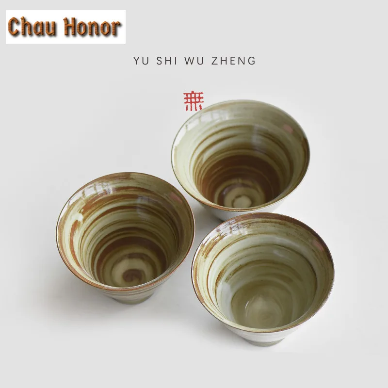 80ml Japanese Style Coarse Pottery Cone Teacup  Tea Bowl Beautiful Tea Cup Tea-tasting Fragrance Cup Jianzhan Master Cups Cafes