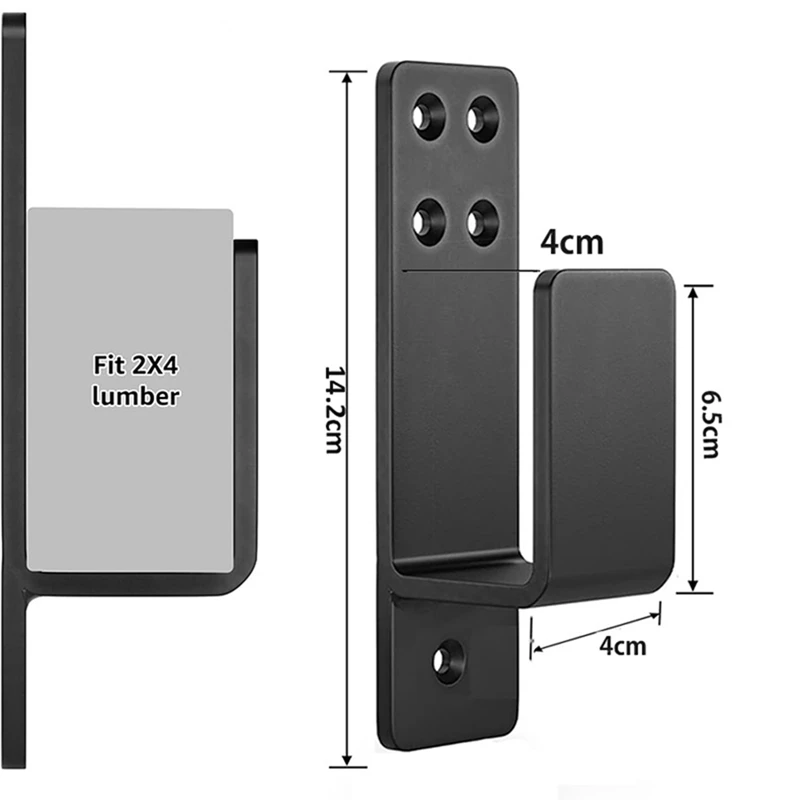 2X4 Door Barricade Brackets Heavy Duty Upgraded Door Bar Holder Brackets For Home Security Suit For 2X4 Lumber Black Parts