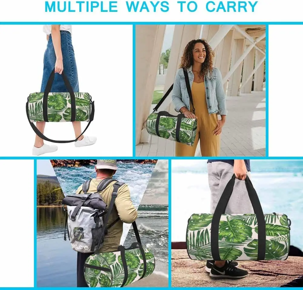 Palm Leaves Duffle Bag Tropical Green Palm Unisex Sports & Travel Bag Lightweight Weekender Overnight