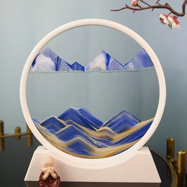 3D Round Glass Deep Sea Sandscape Moving Sand Art Picture Hourglass Quicksand Craft Flowing Sand Painting Office Home Decor Gift 5