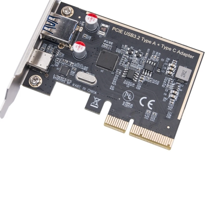 PCIe Gen2 USB 3.2 Card ASM1142 Internal Expansion Card Controller 2 Port Type C+A USB 3.2 Adapter PCIE for Desktop