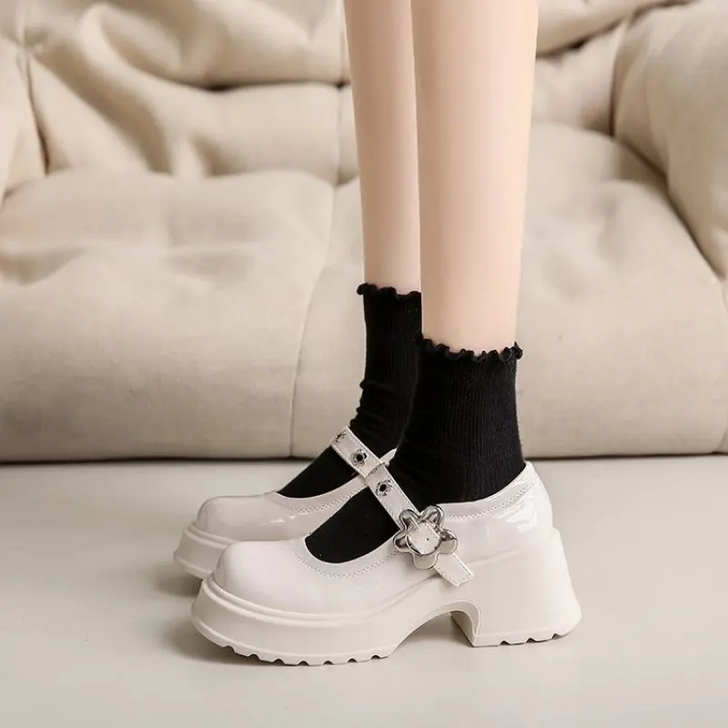 Women Lolita Pumps Mary Jane High Heel Platform Chunky Heel  Lady Sandals Round Toe Vintage Girl Classic Sweet Punk Female Shoes