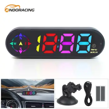 Display Head-up 5V per Auto con GPS, Tachimetro Digitale KMH MPH, Funzione Orologio LED, Allarme Eccesso di Velocità HUD per Auto, Camion, SUV, RV
