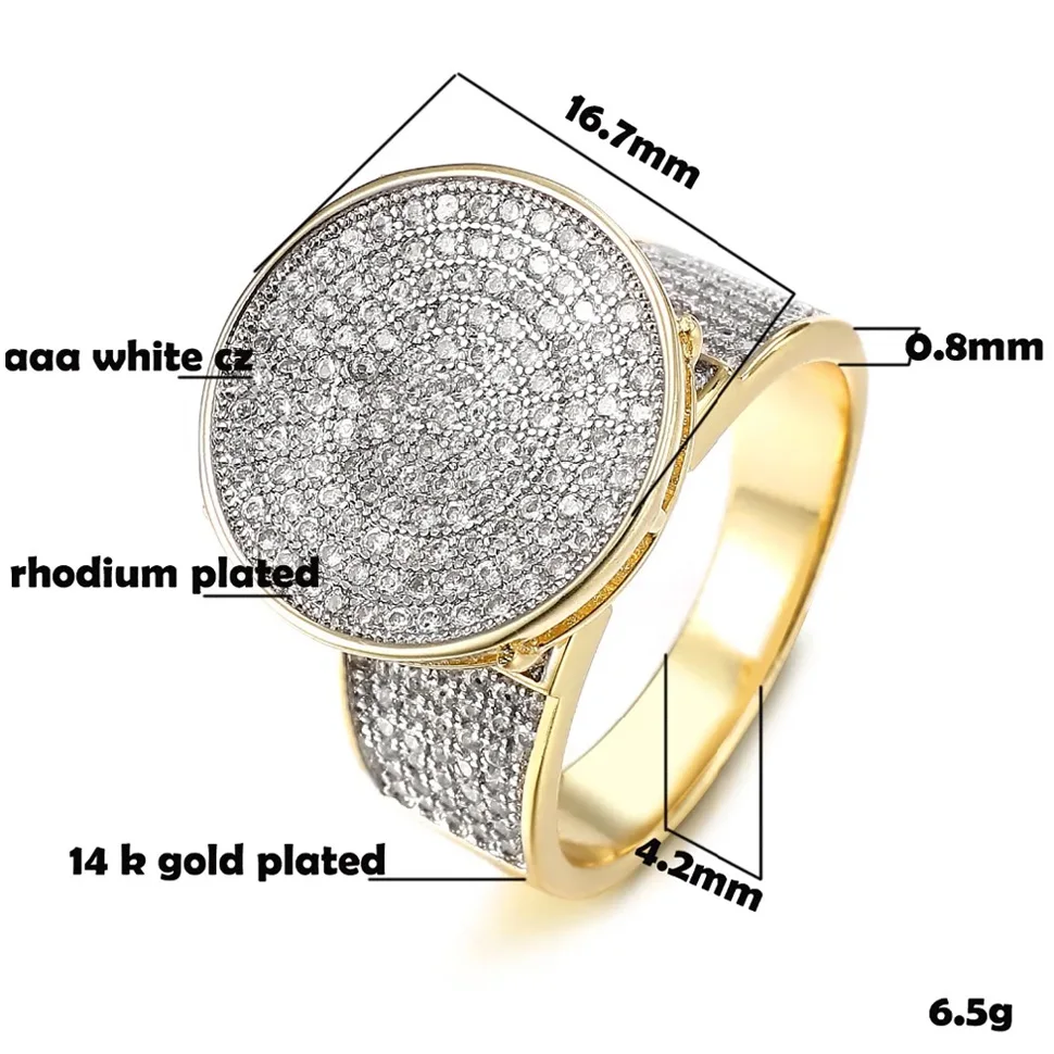 VANAXIN Fashion Round  Rings For Men Hip Hop Rock  Jewelry