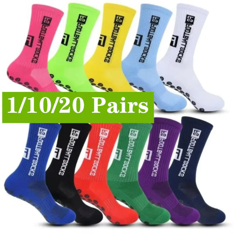1/10/20 Pairs of Football Sock Sports Socks Men's Mid-calf Socks Silicone Non-slip Dot Sock Basketball Yoga