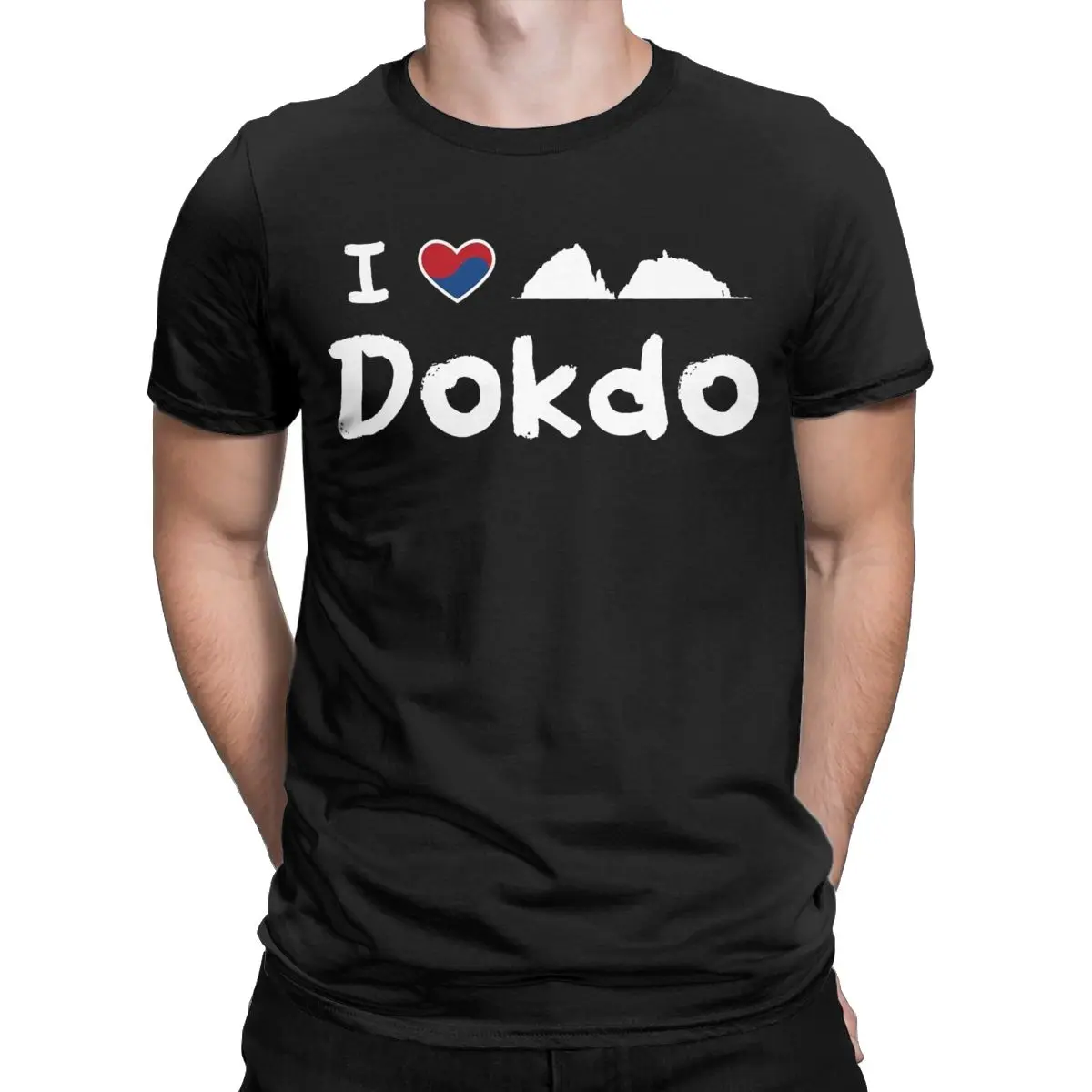 

Футболка I Love Dokdo для мужчин, Повседневная футболка из чистого хлопка с круглым вырезом